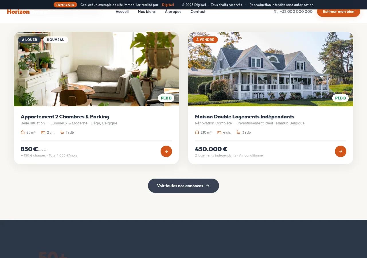 Horizon Immo - Template site immobilier